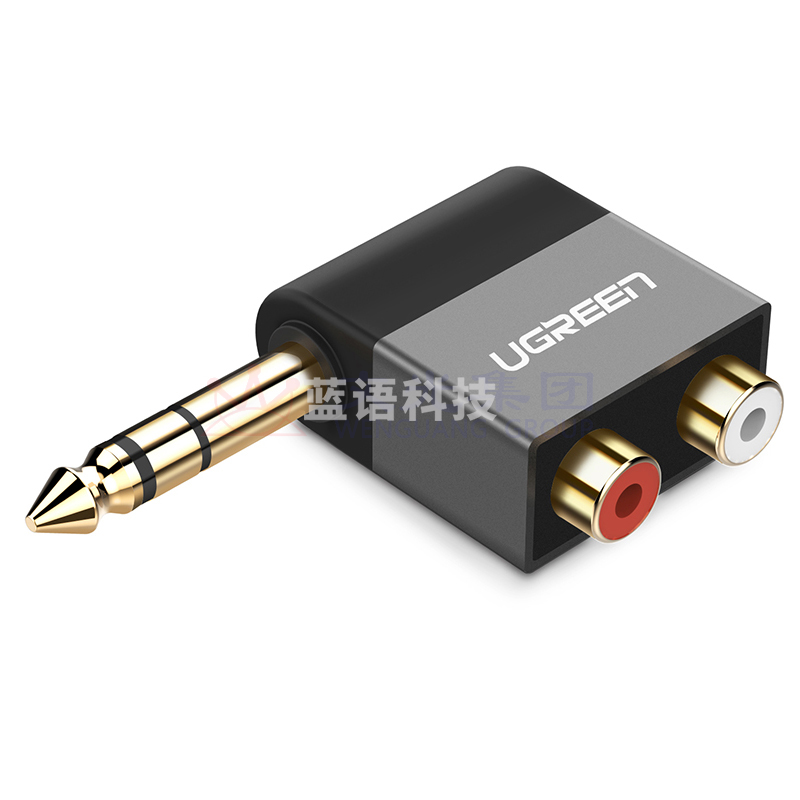 绿联 UGREEN 6.5转双莲花音频转接头 6.35mm公转2RCA红白母音频转换头 40846 功放调音台转音响插头转换器