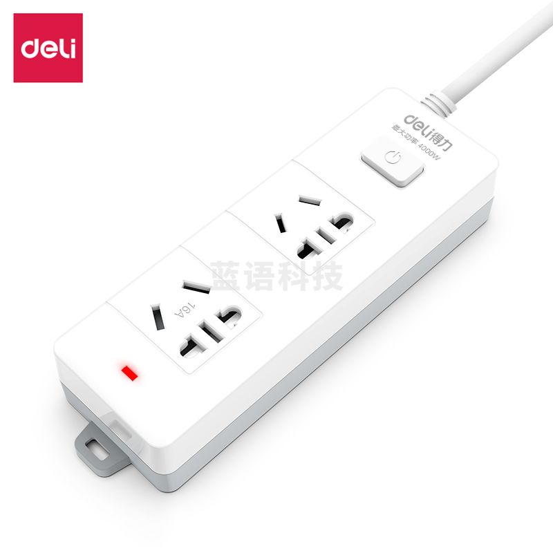 得力18265(01) 延长线插座_2组_1米_PVC袋装(白)(只)