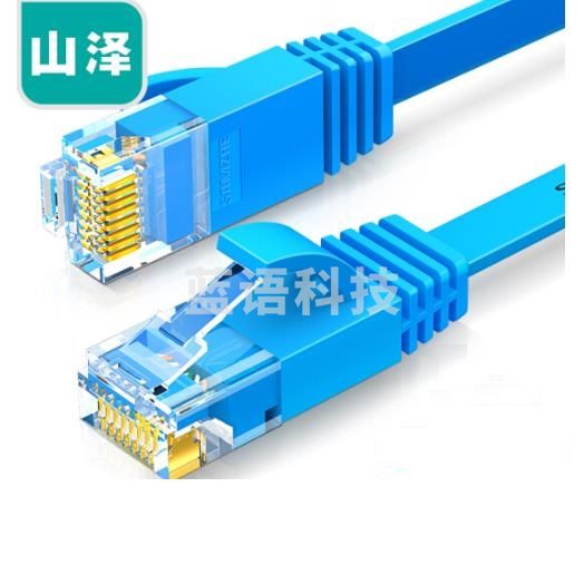 山泽（SAMZHE）SZ-610BE 六类网线 扁线 CAT6类千兆扁平非屏蔽网络连接线 蓝色10米