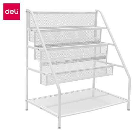 得力(deli)50500 轻量型绘本架 学生儿童办公居家 稳固安全不漏书 3层绘本层+1层置物层白色50500