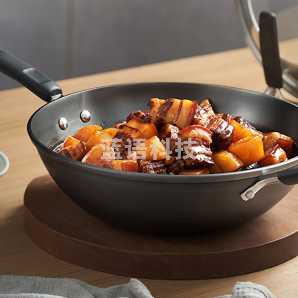 美的CZ32M10 BL铸铁32厘米无涂层高温渗氮 燃气电磁通用炒菜锅