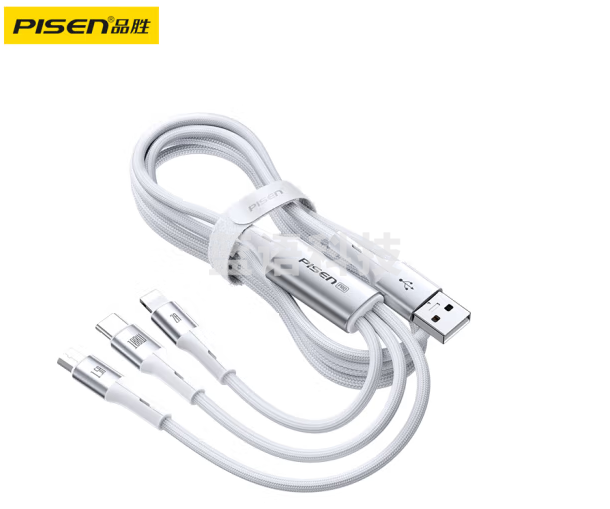 品胜数据线三合一充电线6a/5a快充100W/66W一拖三线适用苹果14/13华为mate60Pro/p50小米安卓手机车载  银色