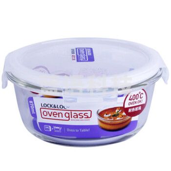 乐扣LLG855 玻璃微波炉保鲜盒饭盒圆形870ML便当盒
