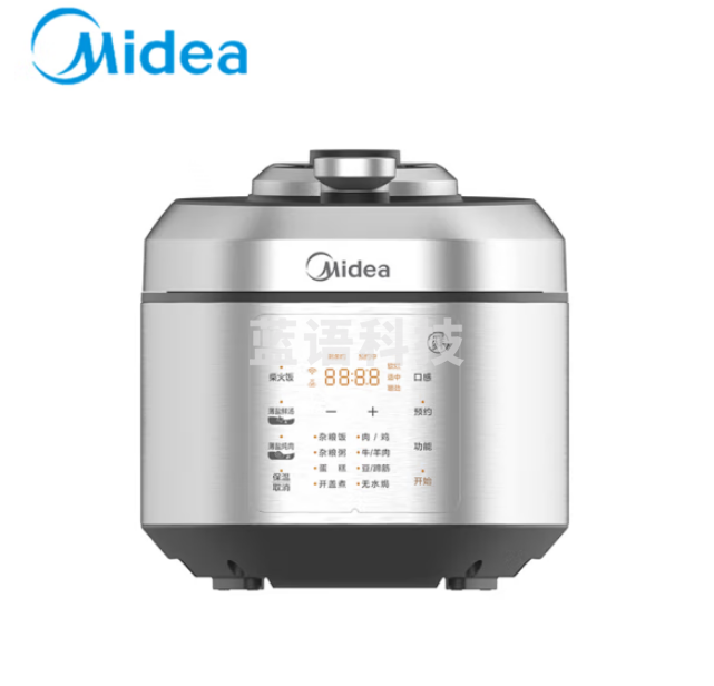 美的EYL6040 电压力锅 6L不锈钢不粘轻音排气双胆WIFI智控涡轮防溢