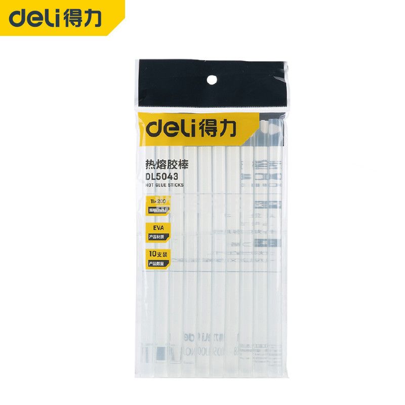 得力DL5043 高粘性热熔胶枪胶棒胶条10支装 11mm*200mm