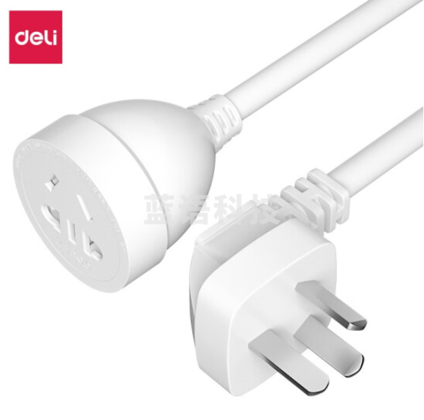 得力(deli)3米 10A 5孔3插延长线 新国标安全门电源插座延长线/电源线插座/三芯延长线 18345(03)
