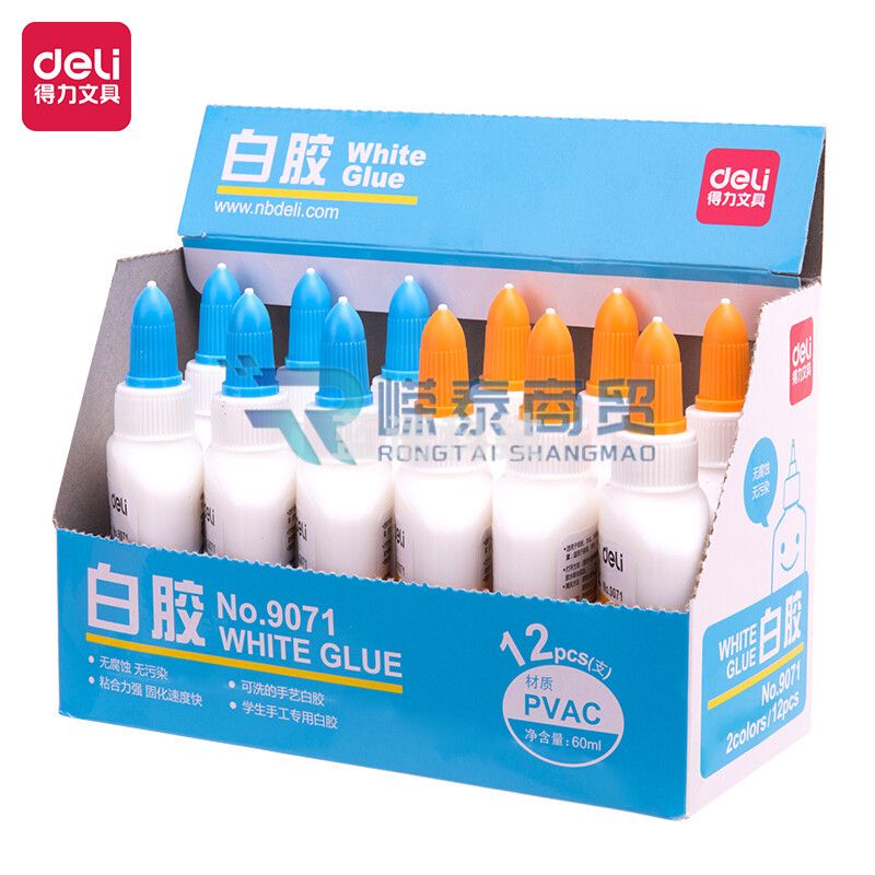 得力9071 手工白胶(混)(60ml/瓶)【12瓶/盒】