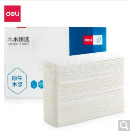 得力(deli) 卫生纸 擦手纸卷纸面巾纸抽取式 卷纸 单包装 -200张单层3折 CC1200-01