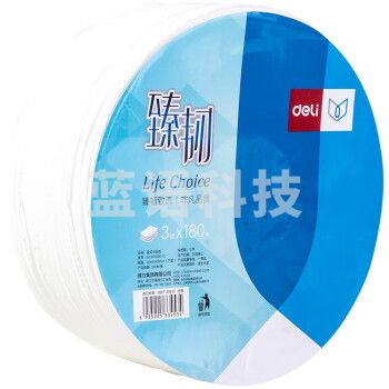 得力(deli) 卫生纸 卷纸  擦手纸卷纸面巾纸抽取式 卷纸 盘式-180米/卷三层-WP3180-01 12卷/箱