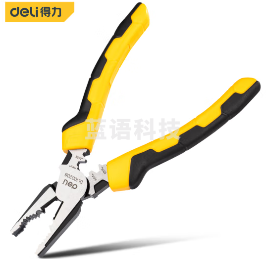 得力 DL100208多功能钢丝钳省力型铬钒钢(黄)8.5寸