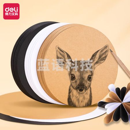 得力(deli)YC315-A圆卡纸36cm 手工折纸剪纸卡纸 白色50张/包装