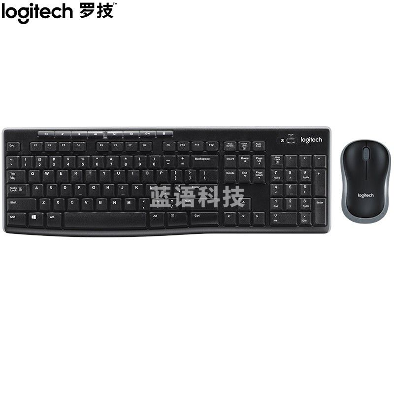 罗技(Logitech)MK270 无线键鼠套装 游戏办公键鼠套装 全尺寸 带无线2.4G接收器 黑色