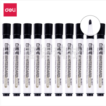 得力6817白板笔  黑色10支/盒