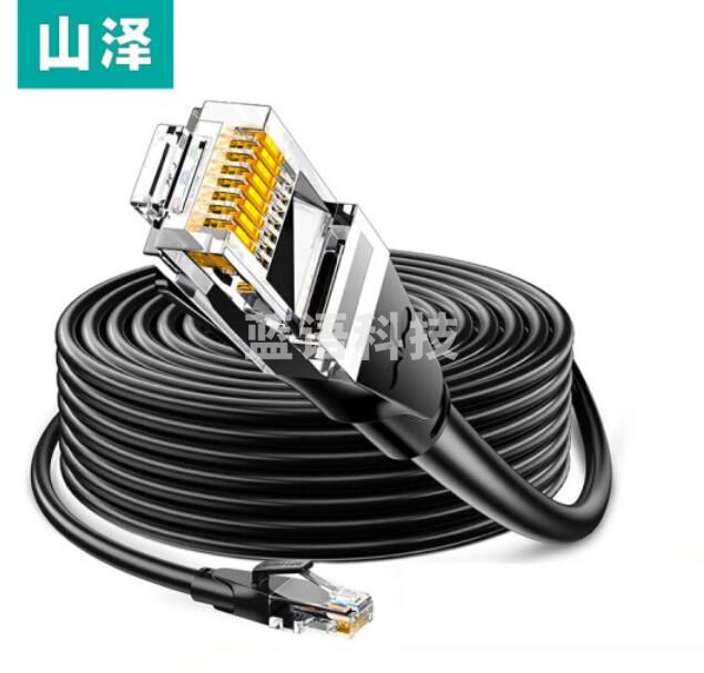 山泽(SAMZHE)WD6100 六类网线 CAT6类千兆极速8芯双绞 工程家用电脑宽带监控电脑网络跳线成品网线 黑色10米