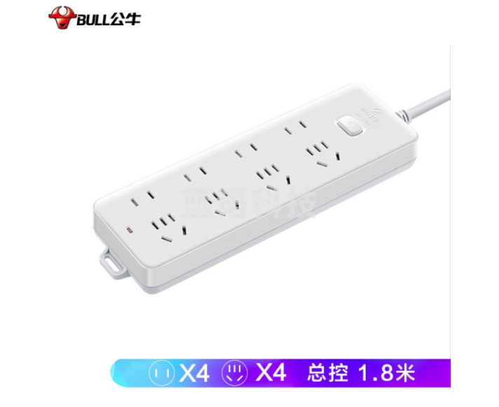 公牛(BULL)GN-403插座 8位总控1.8米