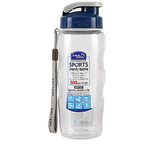 乐扣乐扣(LOCK&LOCK)便携式提绳防漏塑料运动水杯手提式塑料壶 500ML透明