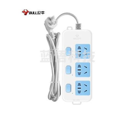 公牛(BULL)GN-314 /1.8米分控3位多位插座/10A250V
