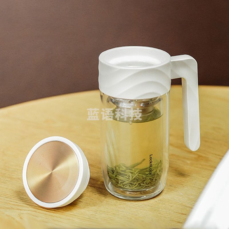 乐扣乐扣(lock&lock)玻璃杯双层耐热玻璃茶水分离泡茶杯把手 LLG925(个)