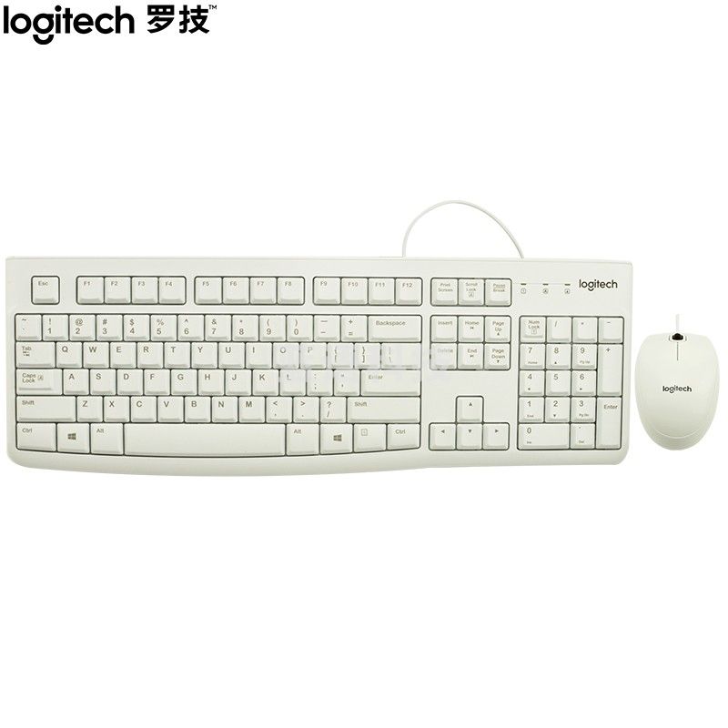 罗技(Logitech)MK120 键鼠套装 有线键鼠套装 办公键鼠套装 电脑键盘 联想全尺寸 白色