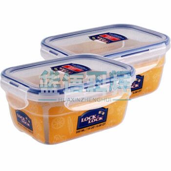 乐扣乐扣 进口保鲜盒 微波炉饭盒塑料餐盒密封便当冰箱收纳盒长方形550ML*2
