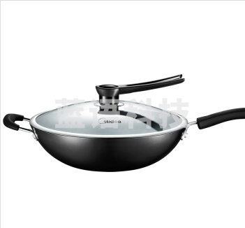 美的(Midea)32cm铸铁炒锅 CZ32B4无涂层不锈生铁炒菜锅具 电磁炉明火通用