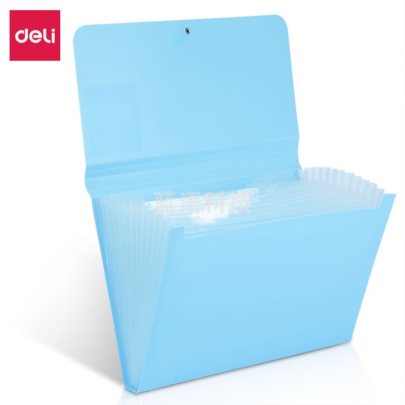 得力5238风琴包文件包(蓝)