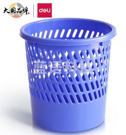 得力(deli)φ29.5cm大号金属网状圆纸篓 办公家用垃圾桶 垃圾分类 办公用品 黑色9189