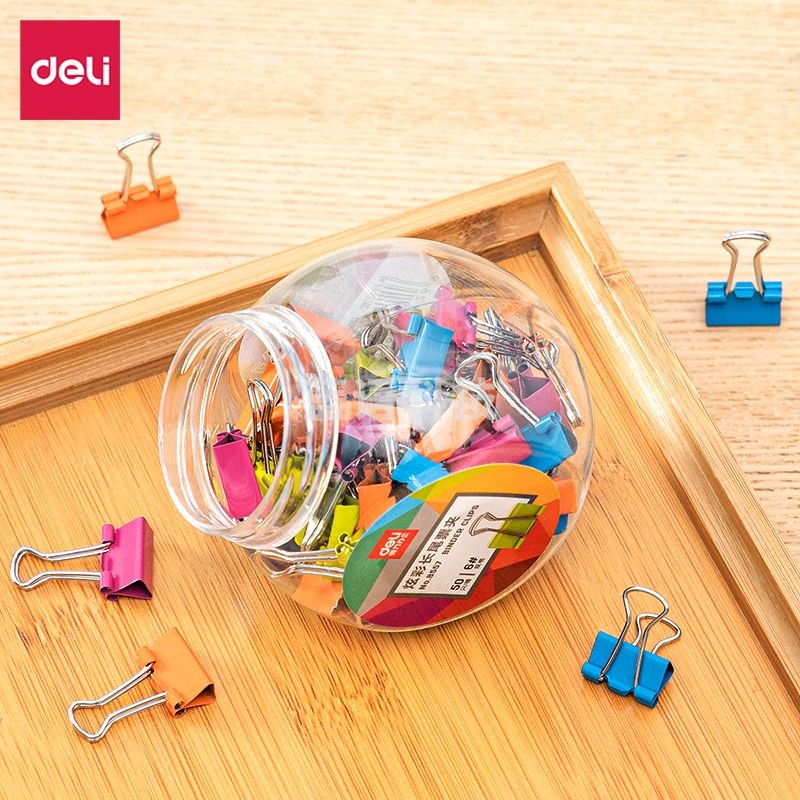 得力8557长尾票夹(50只/桶)