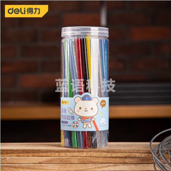 得力 DL390055C热熔胶棒(彩)7x140mmx55支