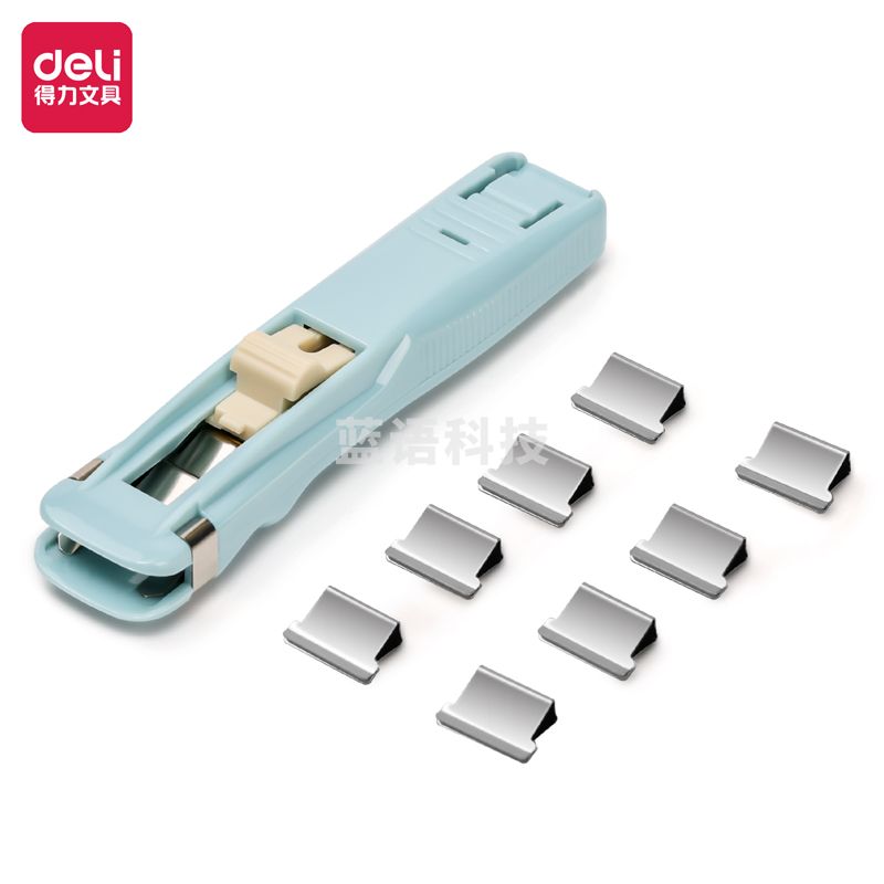 得力(deli) 8591F因为遇见你推夹器(蓝)(1推夹器+8补充夹)