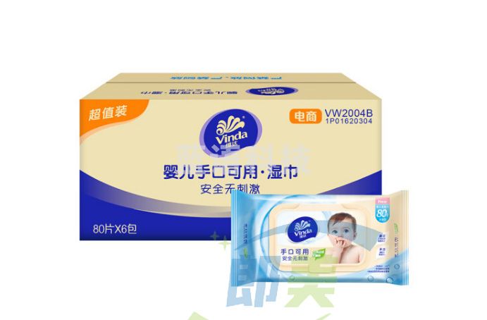 维达(Vinda)湿巾 婴儿湿巾纸VW2004B手口湿巾80片/包*6包装