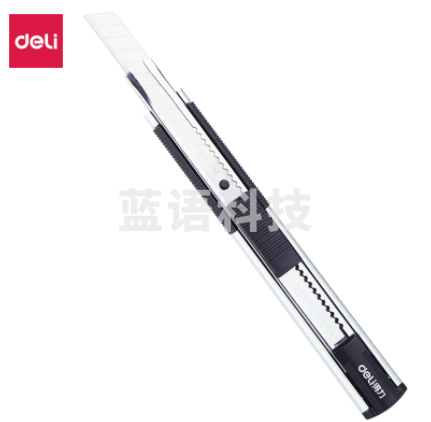 得力(deli) 锌合金自锁美工刀 软包胶裁纸刀 银色2072..