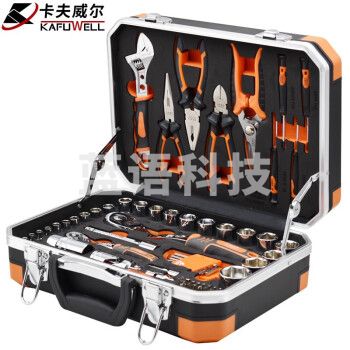 卡夫威尔工具箱套装家用汽修铝合金加固套筒圣多瑞82件套 SS3565E