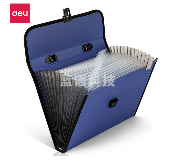 得力风琴包 13格A4 5232 文件夹/资料夹 多层时尚手提会议事务包 蓝色.