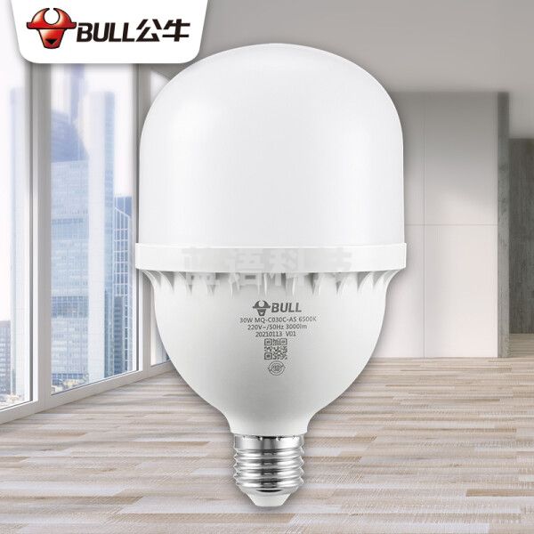 公牛(BULL)LED灯泡高亮球泡螺旋螺口白光柱形灯厂房车间商超食堂 30W球泡白光6500KE27螺口  (