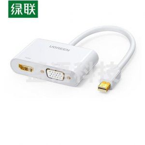 绿联 UGREEN 40364 Mini DP转HDMI/VGA转换器 MD108 迷你DP拓展坞