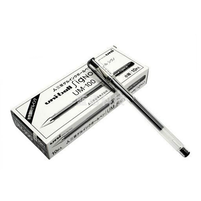 三菱 uni 拔帽双珠啫喱笔 UM-100 0.5mm (黑色) 10支/盒 (替芯：UMR-5)