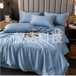 南极人 家纺水洗冰丝夏凉被 床上用品 浅蓝（冰丝皇冠刺绣）150*200cm（单夏被）