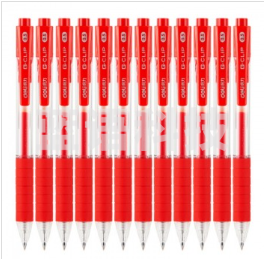 得力S06按动式中性笔(红色)12支/盒