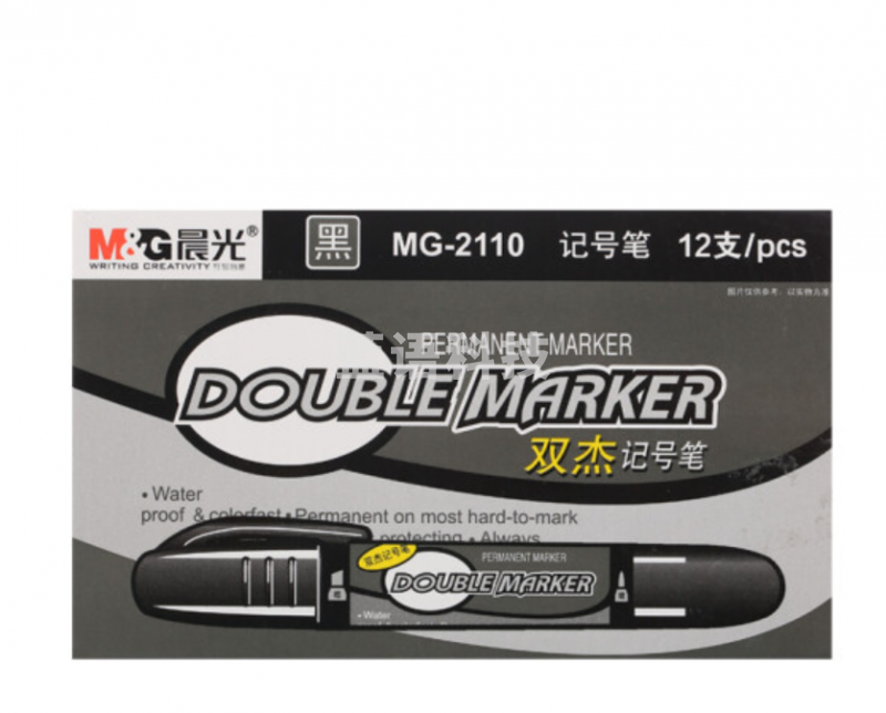 晨光(M&amp;amp;amp;amp;G)文具黑色/红色双头粗杆记号笔 油性马克笔 物流笔标记大头笔 12支/盒MG2110