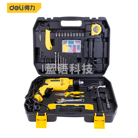 得力(deli)  DL6011冲击钻 13毫米手电钻家用多功能工具箱电动工具套装.