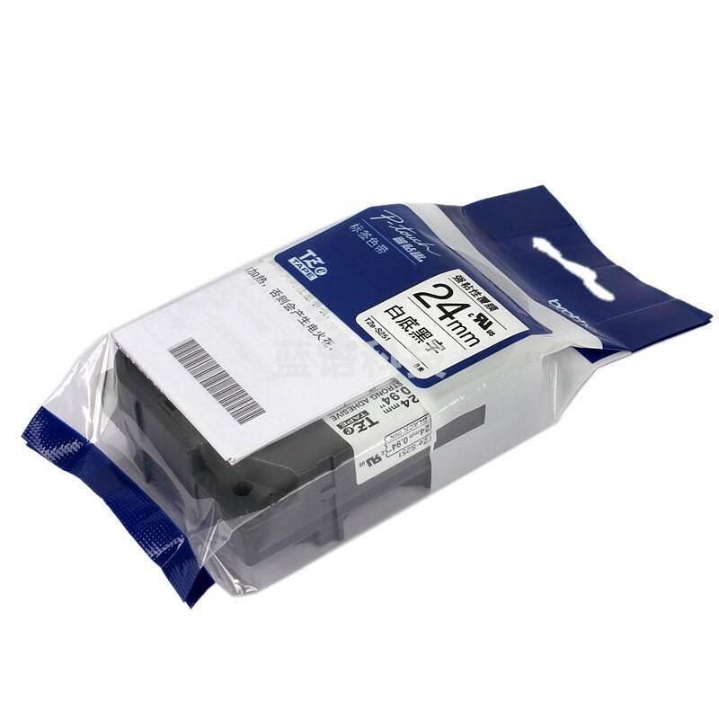 兄弟 TZE-S251 白底黑字标签打印色带 8m*24mm 1盒 白底黑字(适用PT系列标签打印机)