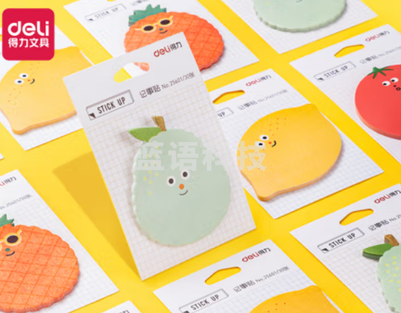 得力(deli)24本720页水果主题记事贴 创意可爱留言纸/便利贴/自粘留言本 25601