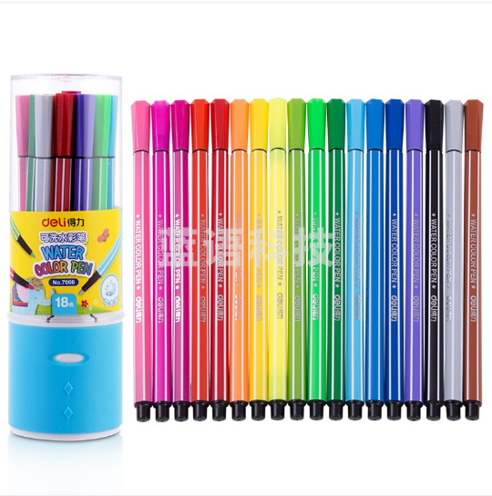 得力优酷7066水彩笔(混)(18支/桶) 24桶装..