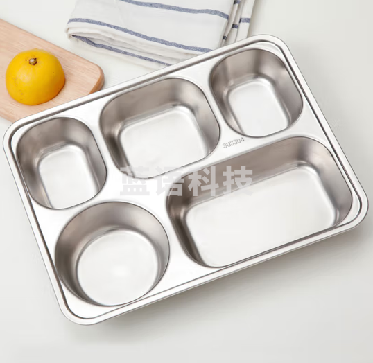 美厨(maxcook)304不锈钢餐盘饭盒 5格加深加厚分格快餐盘学生餐盒 MCFT725