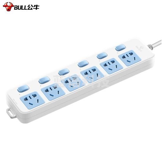 公牛 GN-317插座1.8米/排插/接线板/插线板独立开关/6孔分控 单位：个