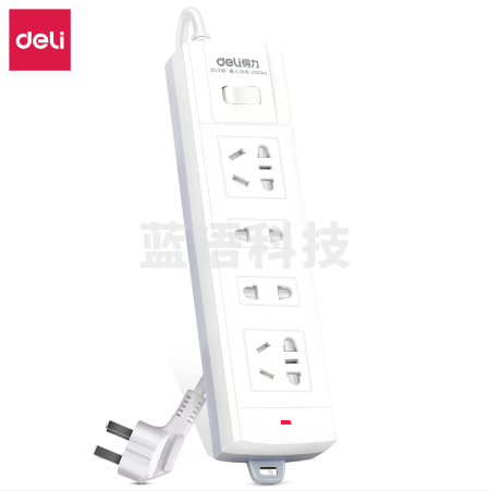 得力3991插座_2+2_2米_泡壳装(白)(只)