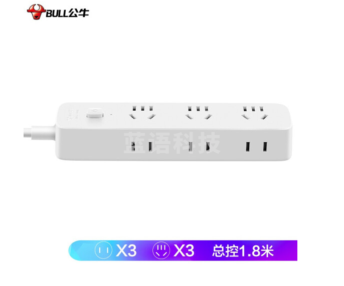 公牛(BULL)GN-R5330 新国标插座 接线板  6位总控1.8米