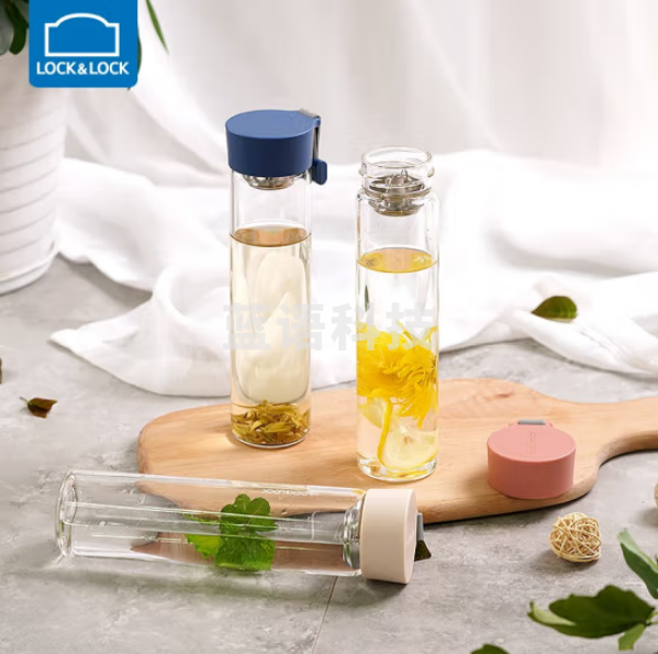 乐扣乐扣(LOCK&LOCK)LLG645 纤细玻璃杯便携带滤网 耐热玻璃水杯330ml 颜色备注