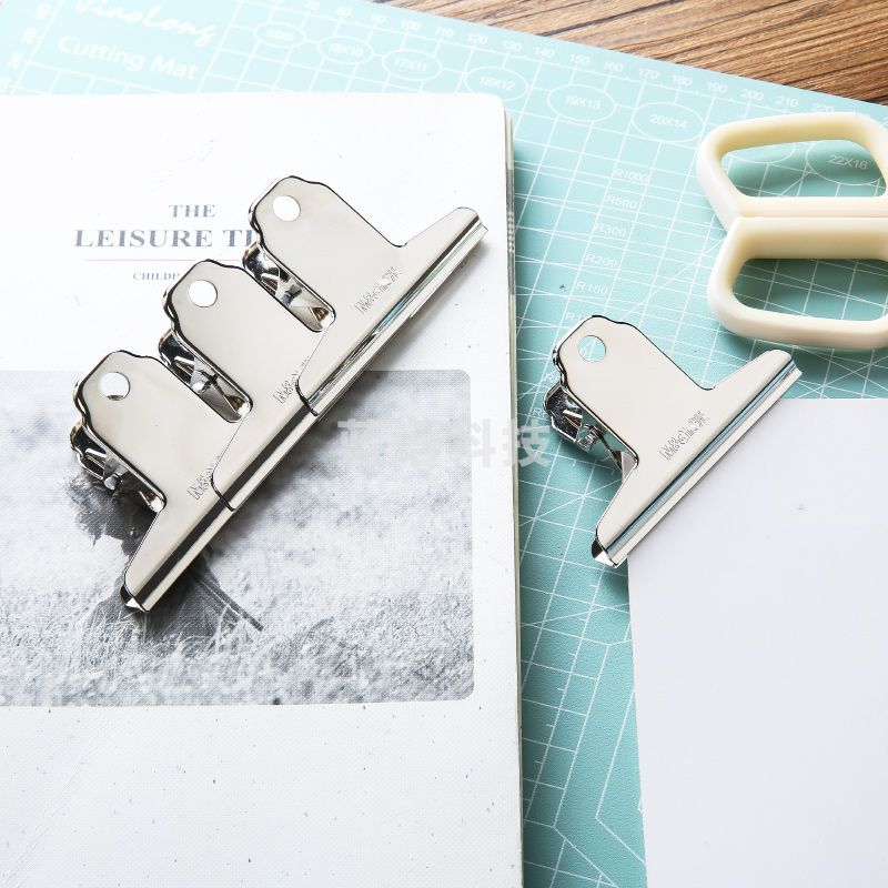 晨光(M&G)文具76mm山形票据票夹财务票据夹金属票据夹子不锈钢画板夹办公用品小号 4个/组  ABS92637